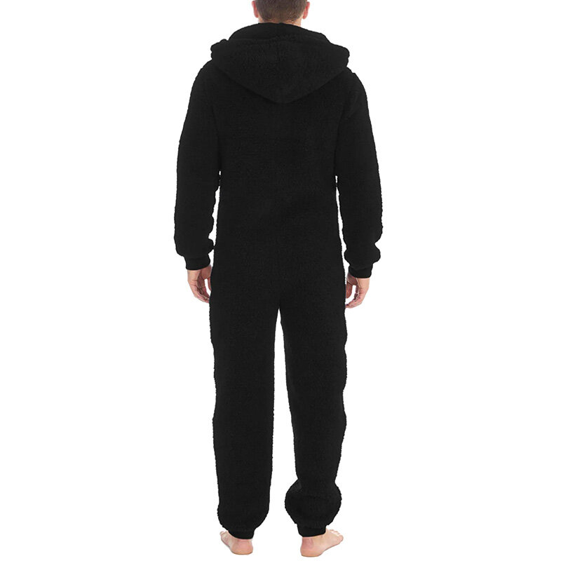Pijama masculino de pelúcia quente, peça única, confortável, simples, cor sólida, roupa para casa, pode ser vestida fora, inverno, 1pc