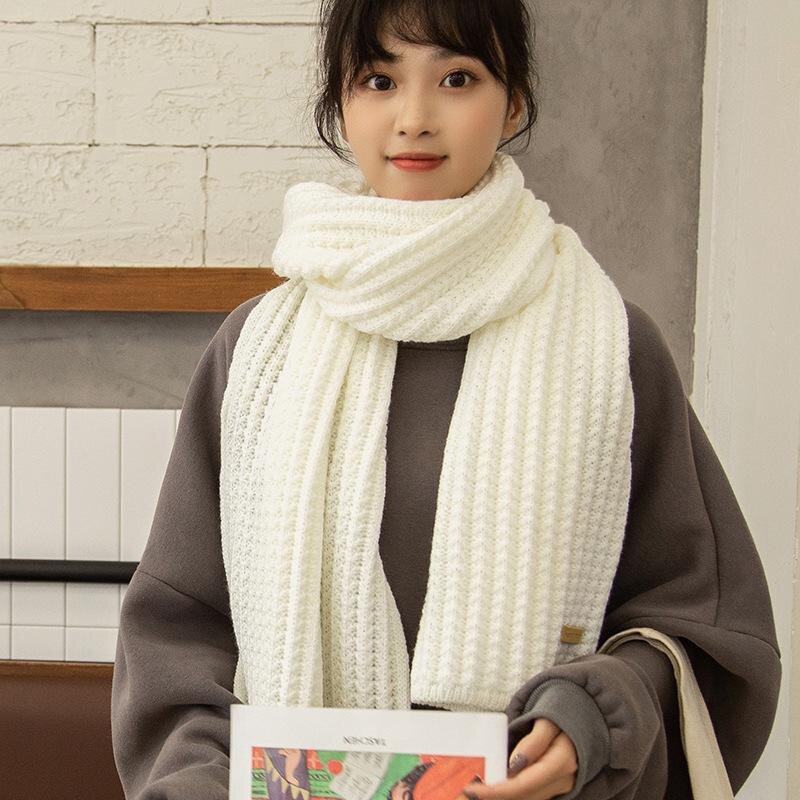 Knitted Scarf Women's Winter Versatile Girl Student Solid Color Bib Trend Men's Warm Wrap Apparel Shawl