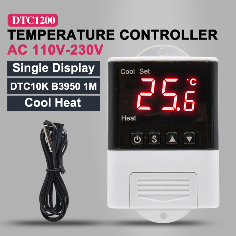 حاسوب صغير متحكم في درجة الحرارة AC110V 220 فولت DTC 1200 ترموستات منظم الحرارة الاستشعار عن حاضنة التبريد التدفئة الثلاجة