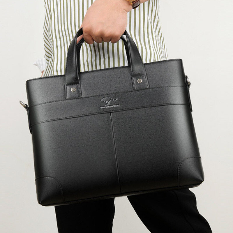 Casual Business Men's Handbag Luxury PU Leather Man Briefcase Large Capacity Shoulder Messenger Bag Male Laptop Tote
