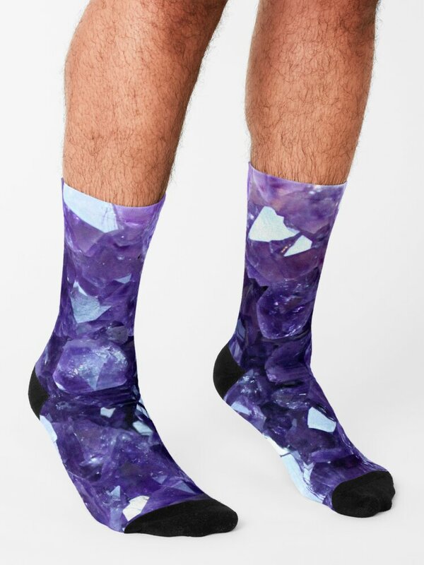 Необработанный аметист-Кристальные Кластерные носки крутые Детские Роскошные чулки мужские носки роскошные женские