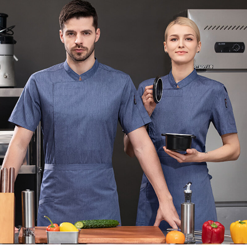 Chemise de chef avec dos en maille pour les professionnels de la cuisine, veste de cuisine pour hommes et femmes