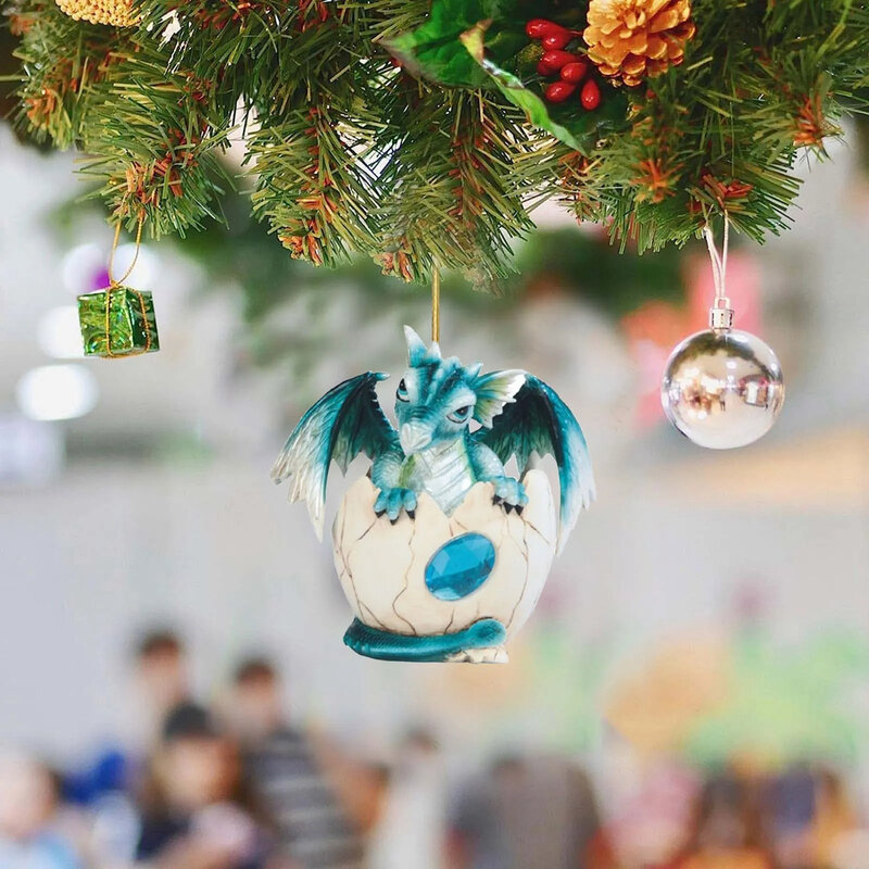 Adorno colgante de huevo de dragón de Navidad para bebé, colgante de árbol de Navidad, decoraciones navideñas, regalos para el hogar, 2024