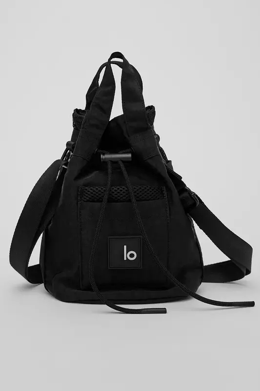 LO riñonera deportiva negra para mujer, bolso de cubo para teléfono móvil, bolsa de maquillaje portátil para compras, bolso de Yoga cruzado para ocio al aire libre