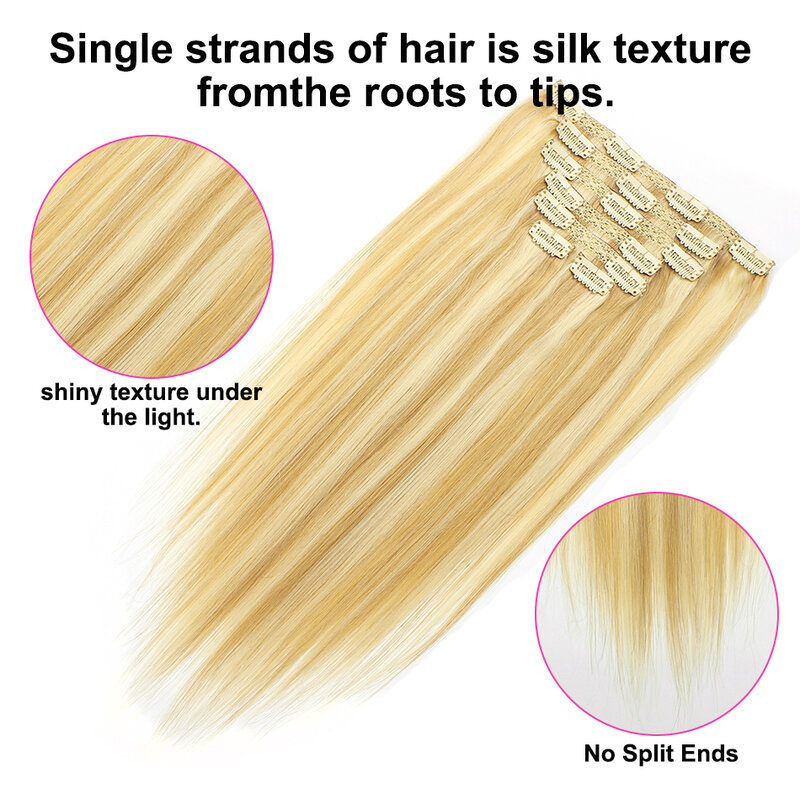 Clip In Human Hair Extensions P18/60 # Brazilian Stright Remy Hair 100% Menselijk Haar Volledige Hoofdclip In Haar 7 Stks/pak 14-28 Inch