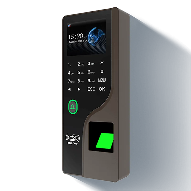 Máquina de asistencia de huellas dactilares de 2,4 pulgadas, contraseña, tarjeta RFID, teléfono móvil, abre la pantalla a Color, cerradura de puerta biométrica, registro de tiempo