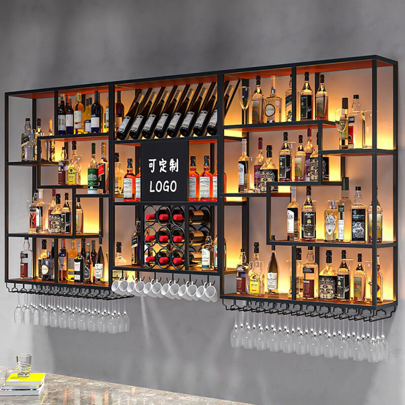 Under Shelf Wine Racks Whisky Holder Gold Liquor Store Wine Rack Vertical Pantry Bar Display Cabinet Stojak Na Wino Decoration