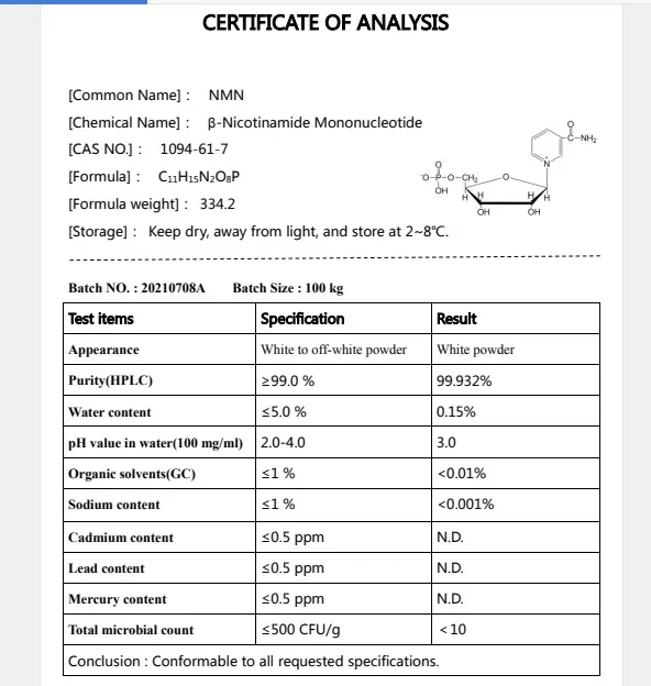 BetaNMN-Nicotina Mide Mono Nuclétiendra de,Cas 99%-61-7, Approvisionnement Direct d'Usine, 1094