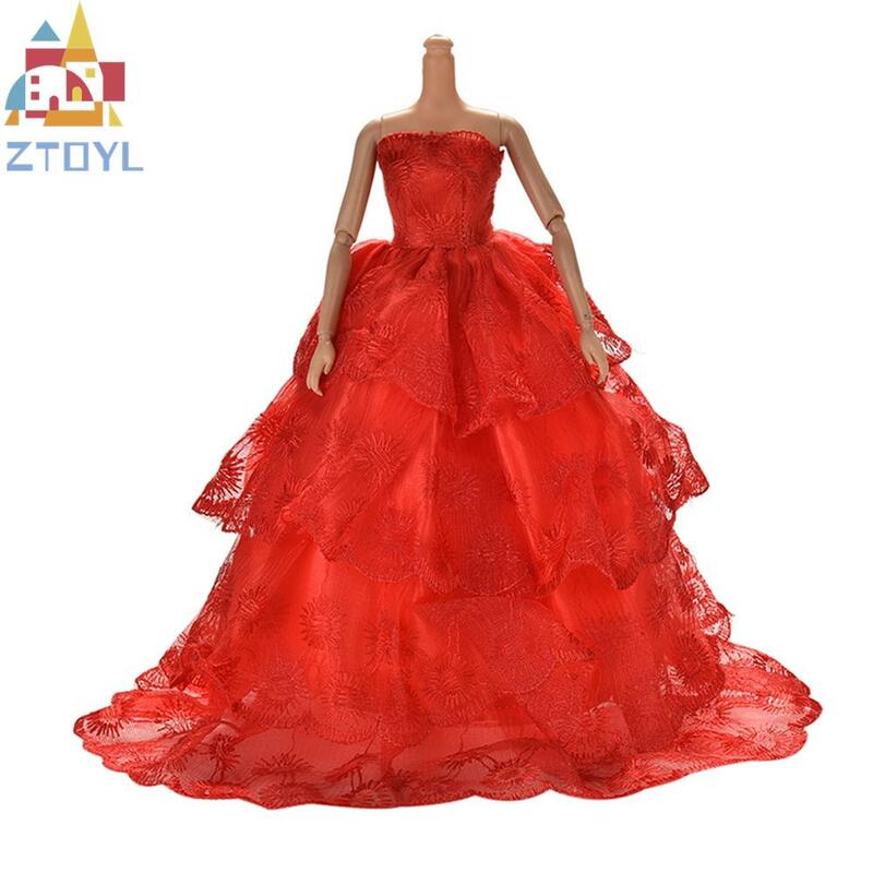 Hot Multi Layers Elegant Handmade Wedding Princess Dress For   Doll Floral Doll Dress Clothes Clothing Dolls Accessorie