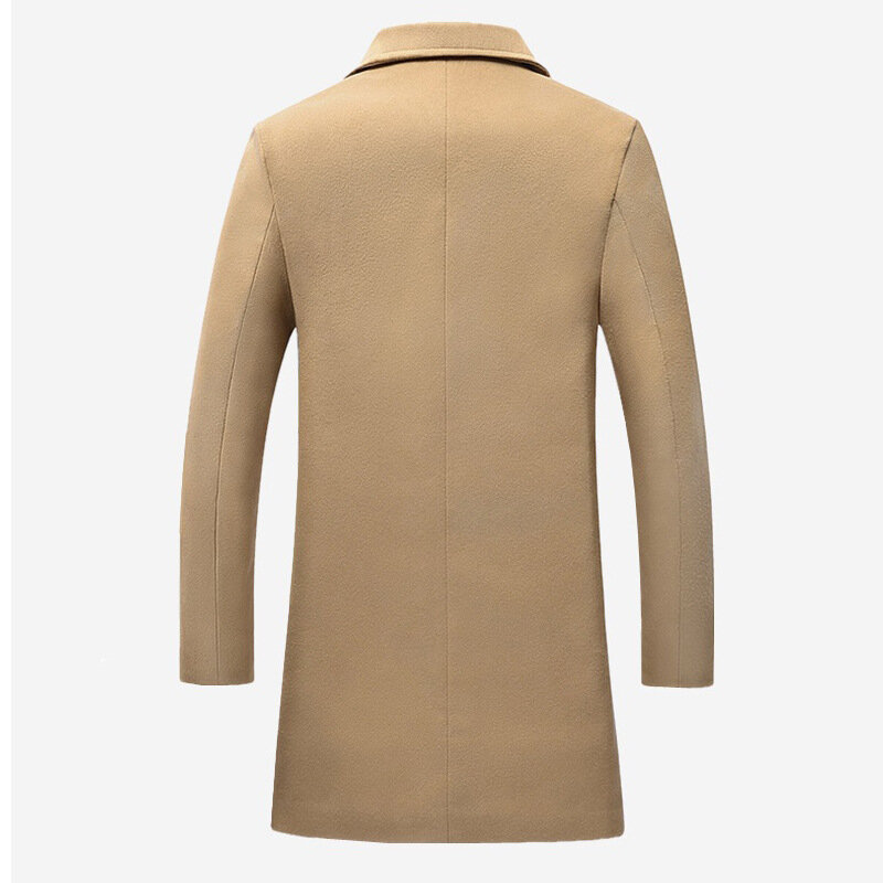 남성용 비즈니스 슬림 미들 롱 윈드 브레이커, 단색 대형 모직 코트, 방풍 따뜻한 코트 M-5XL, 신제품