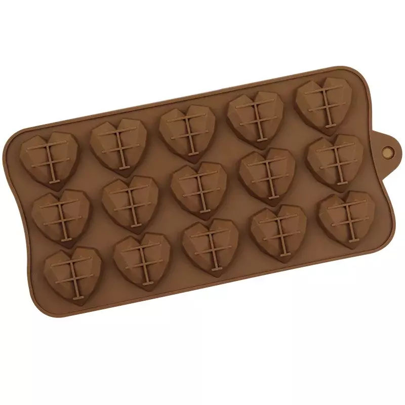 15 Rongga Hati Berlian Silikon Cetakan Coklat DIY Kue Aksesori Cetakan Dapur Es Batu Biskuit Kue Manual Cetakan Kue