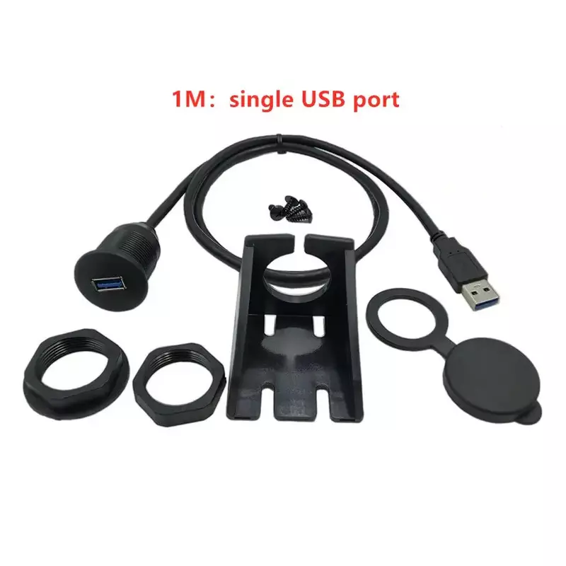 Car Dashboard Flush Mount USB Dock Adapter Dashboard Panel 3.0 Port Male to Female Cable Extension Cable for Car Motorcycle Boat