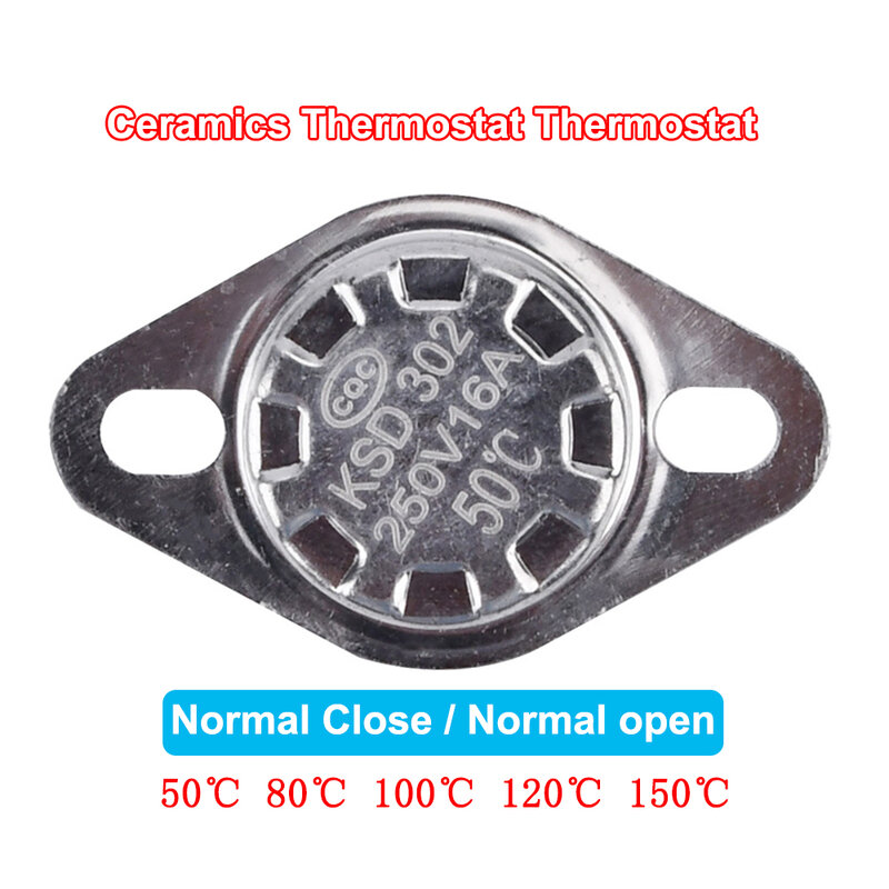 Ceramics Thermostat Thermostat KSD302 50C~150C 16A 250V NC Normal Closed Temperature Switch 50C 80C 100C 120C 150C
