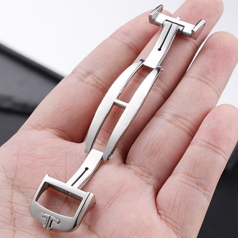 Stianless steel buckle 16 18mm Silver Gold For JAEGER LeCOULTRE Watch Deployment Butterfly Clasp Buckle Leather Strap Band