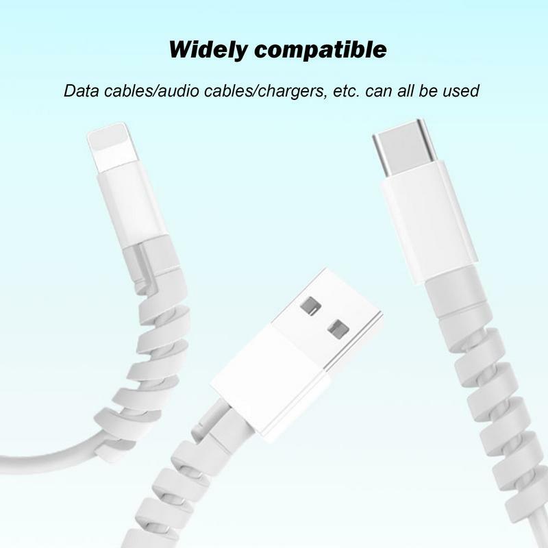 6pc osłona na gaszacz kabel spiralny na słuchawki z kabel ładowarki USB kabel do ładowarki przewód ochronny Organizer do kabli