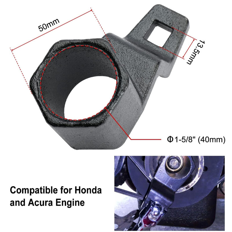 Llave de polea de manivela de cigüeñal de 50mm, herramienta de extracción, llave de sujeción Compatible con Honda y Acura armónica