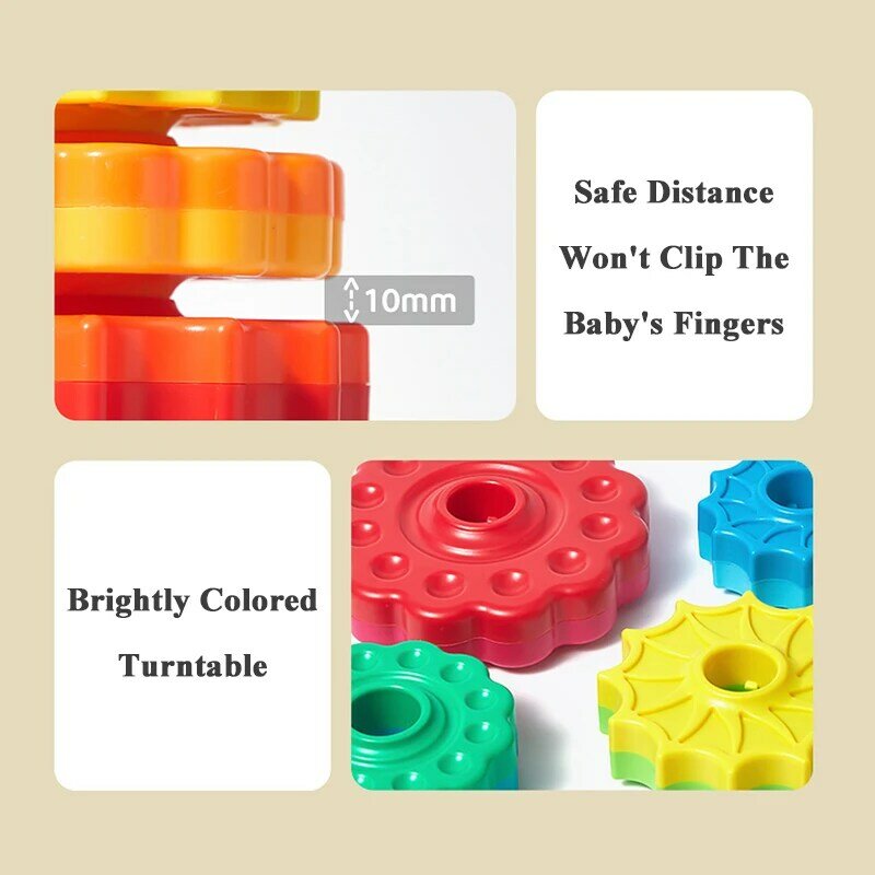 Dziecko układania zabawki Rainbow toczenia Spin Building Blocks wieża grzywny silnik sensoryczny zestaw Montessori rozwoju gry dla małych dzieci