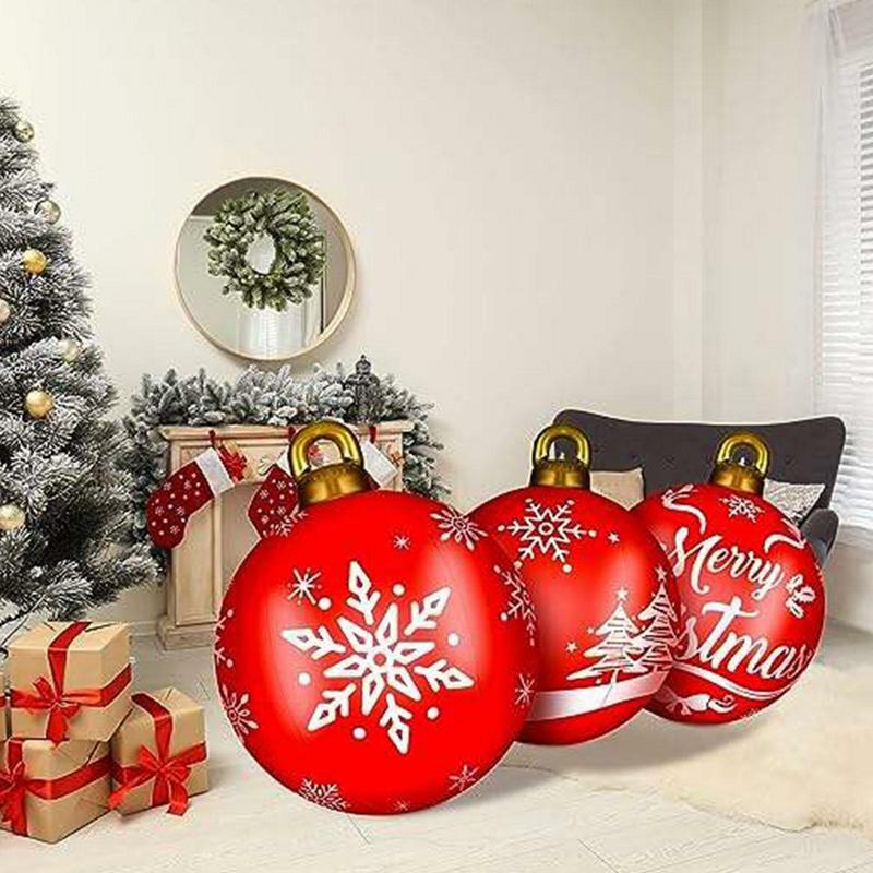 Bola dekorasi Natal 24 inci bola Xmas raksasa bola dekorasi bahan PVC untuk dekorasi dalam ruangan luar ruangan pesta Natal
