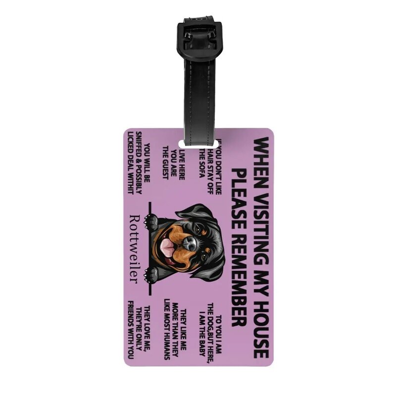 Rottweiler Dog Luggage Tags Custom Pet Animal Baggage Tags Privacy Cover ID Label