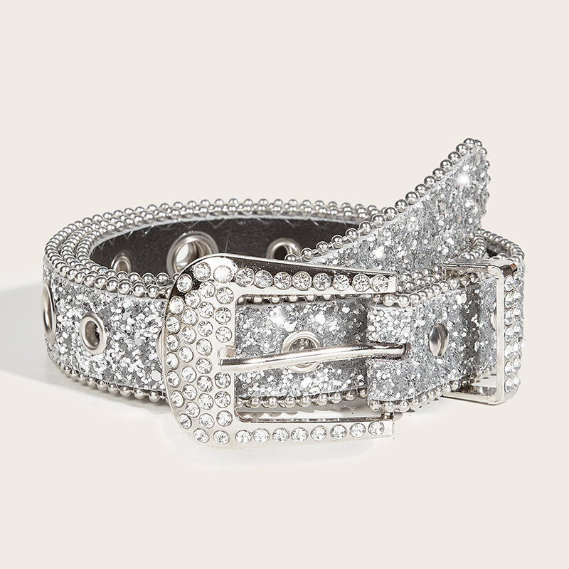 Cinturones de diamantes de imitación brillantes góticos para hombres y mujeres, correa de cuero PU para Jeans, cinturón de moda occidental para niñas, Y2K