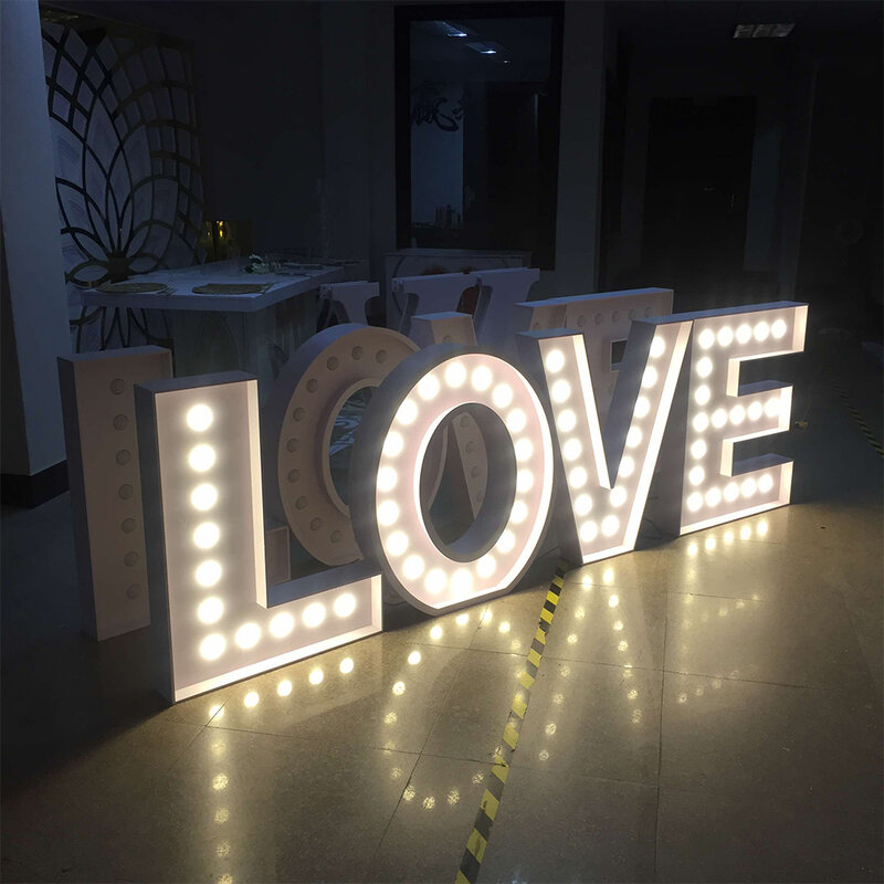 ไฟ LED แบบสั่งทำความรักหมายเลขตัวอักษรของตกแต่งงานแต่งงานพีวีซีสำหรับงาน