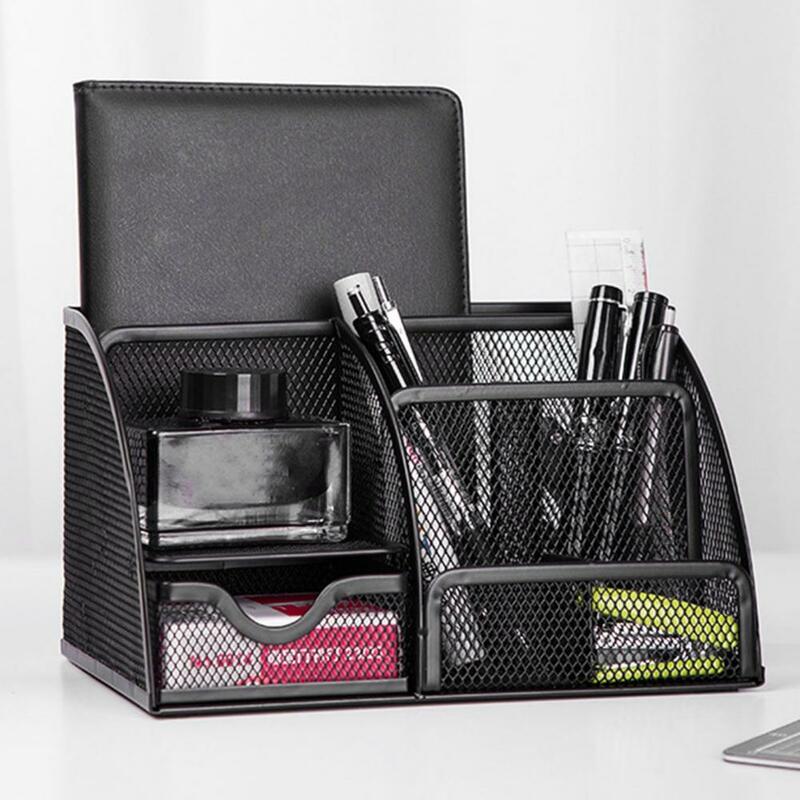 Compact Desk Organizer Metal Pen Holder with Capacity Multiple Compartments Compact Size Portable Desktop Organizer for Pencils