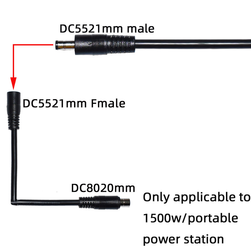 8mm Connector DC 5521 to DC 8020 Adapter for Solar Panel RV Portable Power Station Compatible with dc8020 solar panel
