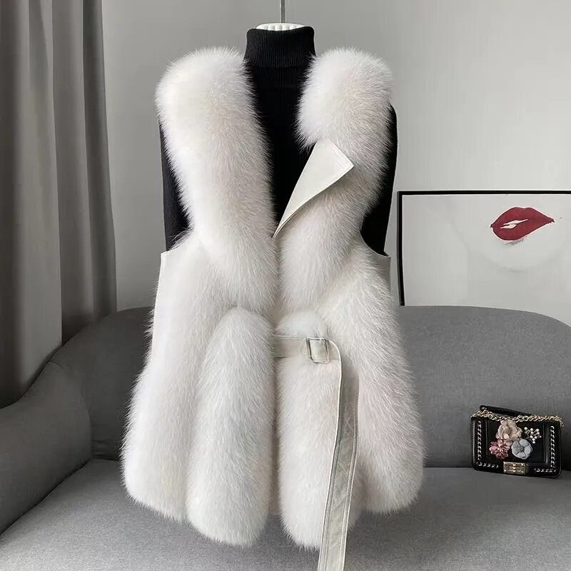 Colete de pele de raposa de alta imitação feminino, palhaço fino, moda alta, casaco explosivo jovem de celebridades online, novo, 2023