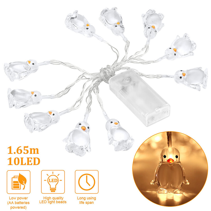 165cm 10LED LED String Lights Portable Penguin Animal Shaped String Light For Home Bar Halloween Atmosphere Party Decor Supplies