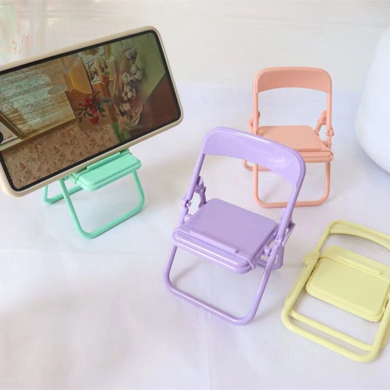 Mini soporte portátil para teléfono móvil, silla de escritorio, ajustable, Color Macaron, plegable, decoración retráctil