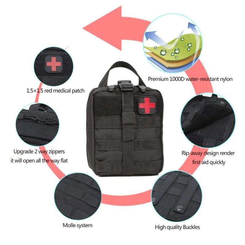 Survivalowy pojemnik pierwszej apteczka podróżna tkanina Oxford wodoodporna taktyczna torba na pas sprzęt biwakowy wspinaczkowej bezpieczna torba