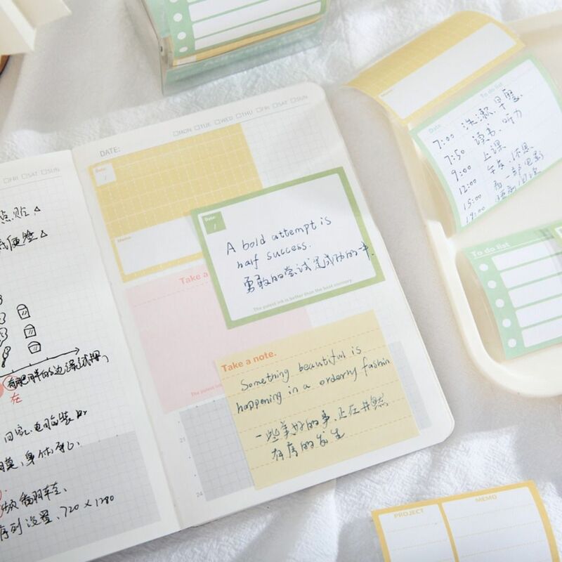 Simplicidade criativa Sticky Note Memo Pad, Estudo Sticky Note, DIY Decorativo Scrapbook Adesivo, Etiqueta Adorável, Puxe o Rolo, 60 Folha/Rolo