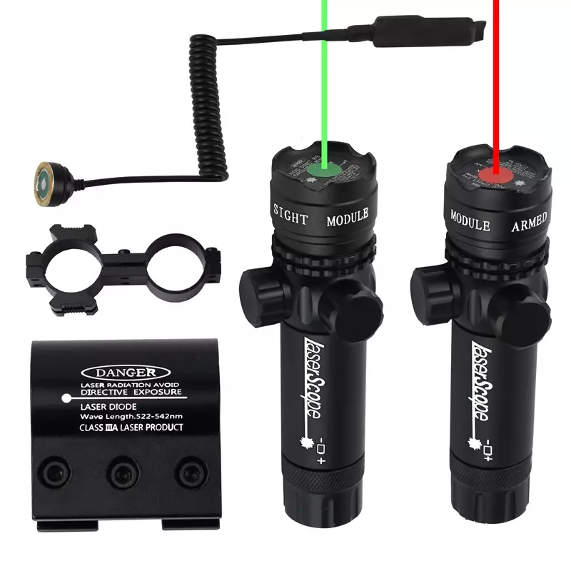 Senapan Laser, berburu taktis merah/hijau Laser Dot penglihatan dapat disesuaikan 532nm merah Laser Pointer senapan rel jarak jauh saklar tekanan barel