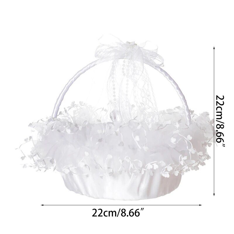Flower Girl Basket for Wedding Small Wrapped Baskets with Lace Decor