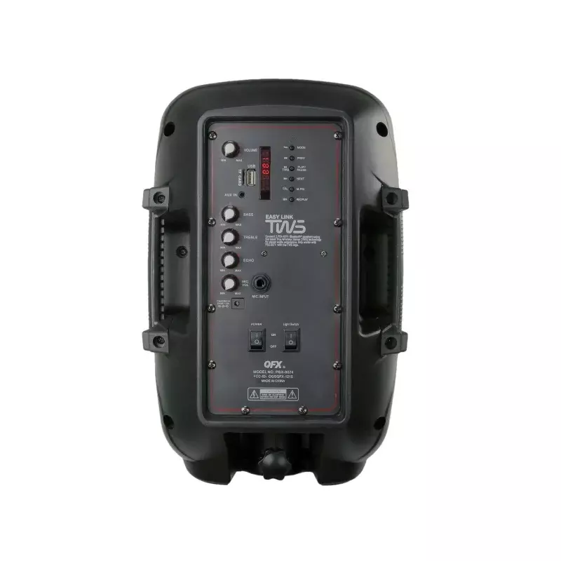 QFX-altavoz portátil PBX-8074 de 8 pulgadas, dispositivo con Bluetooth, micrófono y mando a distancia, color negro