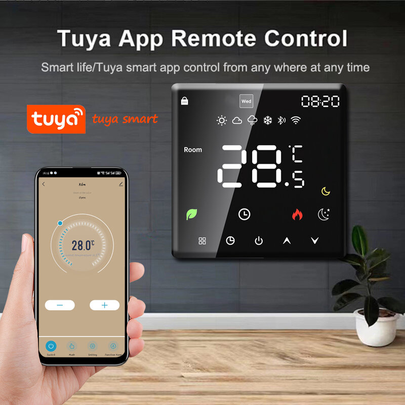 Tuya-Thermostat intelligent WiFi, chauffage au sol électrique, TRV, eau, gaz, bomicrophone, température, télécommande vocale, Google Home, Alexa