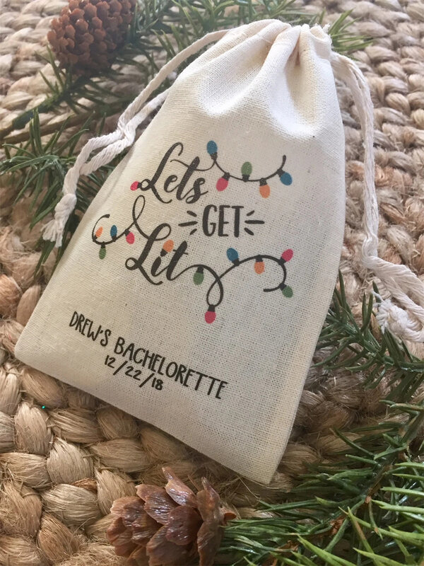20pcs Christmas Bachelorette Party Bags / Holiday Favor Bags / Let's Get Lit Adult Holiday Party Favors