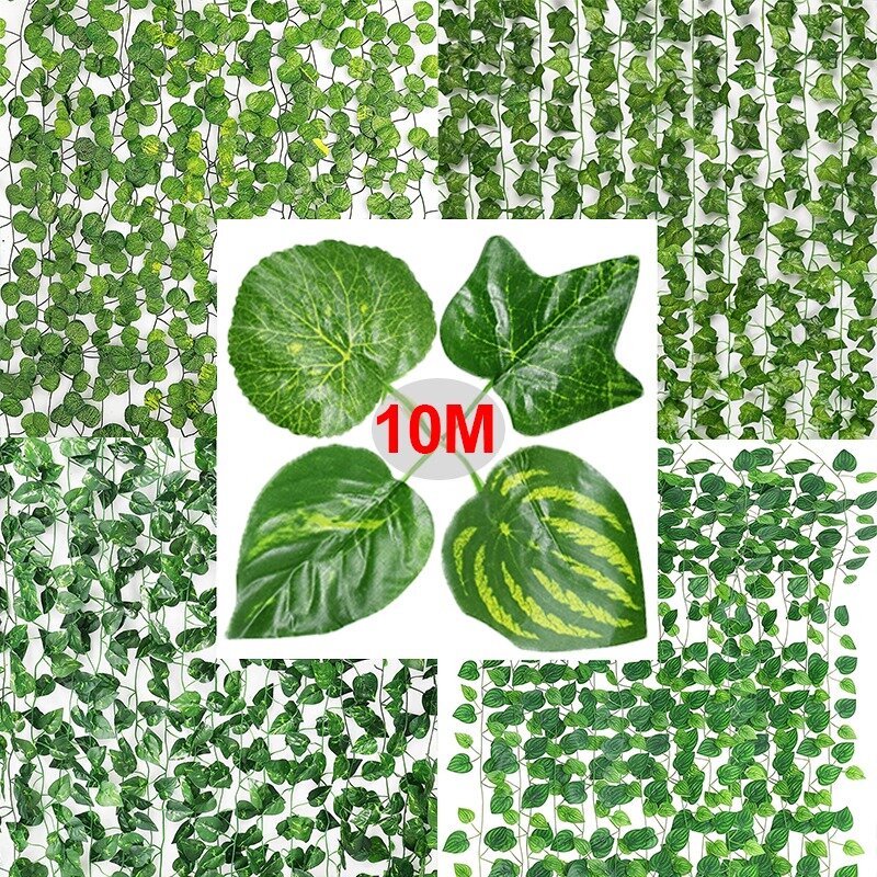 Guirnalda de hojas de hiedra artificiales, plantas falsas colgantes, decoración de pared verde, Festival, jardín, fiesta en casa, 2 M, 4 M, 8 M, 10M