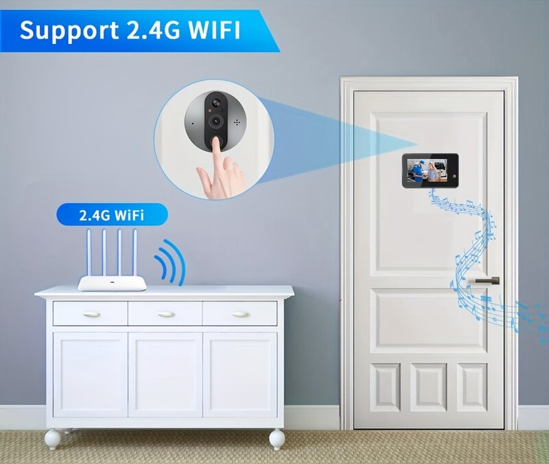 Tuya kamera intip bel pintu 1080P WiFi, kamera pengintai bel malam perlindungan keamanan rumah interkom Video di rumah pribadi