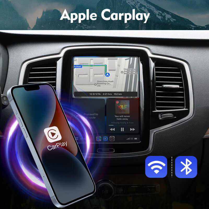 ISUDAR bezprzewodowy moduł Carplay dla Volvo XC90/XC60/XC40/S90/S60/V90/V60 Carplay AI uaktualnienie Adapter Android Auto Hicar Bluetooth