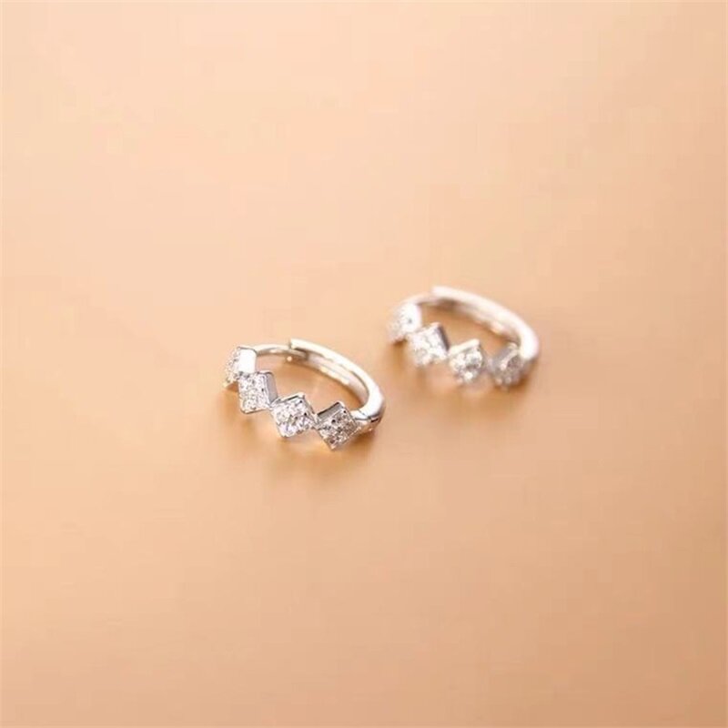 Fashion Silver Color Hypoallergenic Zircon Stud Earring for Women Girl Simple Silver Color Round Circle Earrings Trendy Jewelry