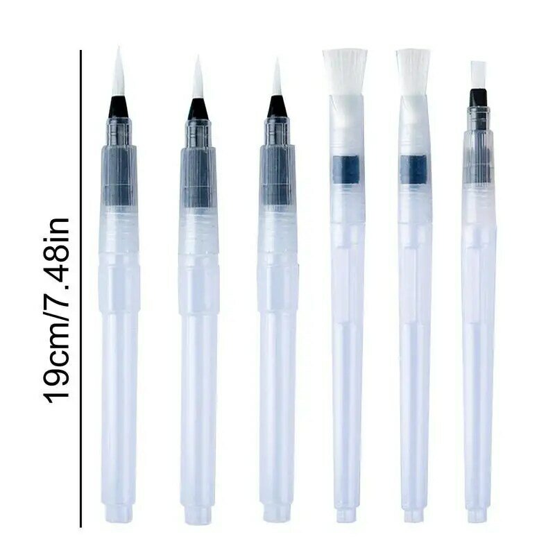 ชุดแปรงปากกาสีน้ำ6ชิ้นชุดแปรงรูปวาดสีน้ำปากกาสีน้ำอเนกประสงค์สำหรับผู้เริ่มต้นปากกาเคมีอักษร