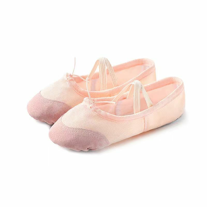 Girls Canvas Ballet Shoes Flat Ballet Dance Slippers Dance Shoes Adult Women Kids Children Classic Split-Sole Soft Leather