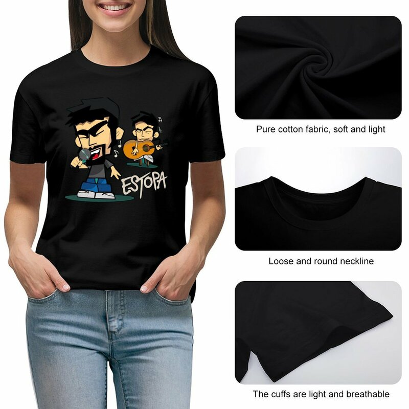 Estopa-Camiseta de manga corta para mujer, tops ariat, camisas