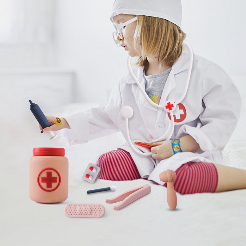Set Mainan Dokter anak mainan silikon simulasi kotak medis montesori mainan rumah mainan bayi mainan edukasi hadiah Natal Anak