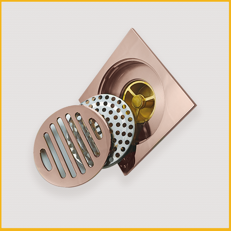 Роскошная квадратная плитка цвета розового золота, встроенная Скрытая латунная сливная решетка для пола, слив для ванной и душа