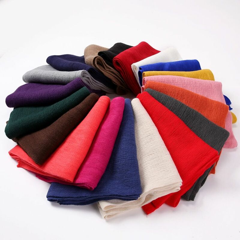Sciarpa da donna lavorata a maglia nuova tinta unita addensare sciarpe calde scialle invernale in Cashmere imitazione antivento