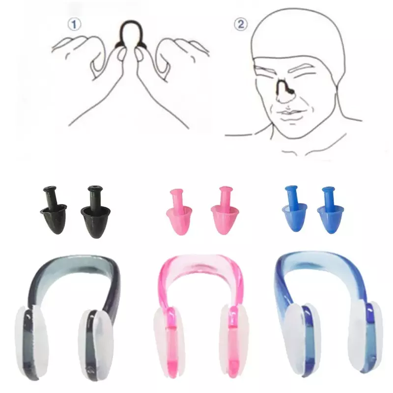 Swimming Soft Silicone Nose Clip Ear Plugs Kits Swimmer Nose Clip Ear Buds Set Swimming Soft Silicone Nose Clip Ear Plugs