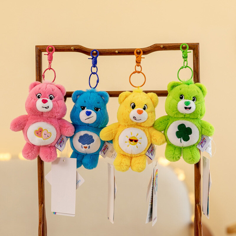 15cm Authentic Care Bear Vocal Plush Small Pendant Keychain School Bag Hanging Doll Ornament Christmas Birthday Gifts For Kids