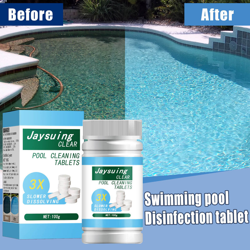Tabletas de clorado de piscinas, accesorios de mantenimiento de limpieza de piscinas de acción rápida y disolución rápida, Balance claro, 50/100g